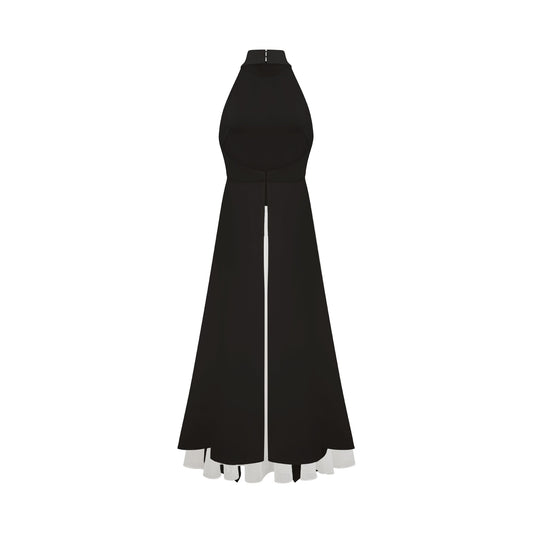 Inés Vestido largo de capas con cuello halter