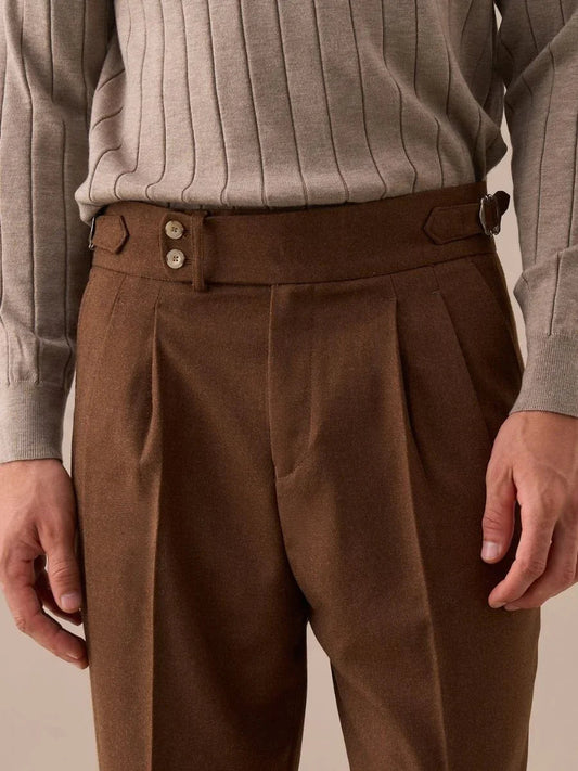 Pantalones de cintura alta con doble pliegue