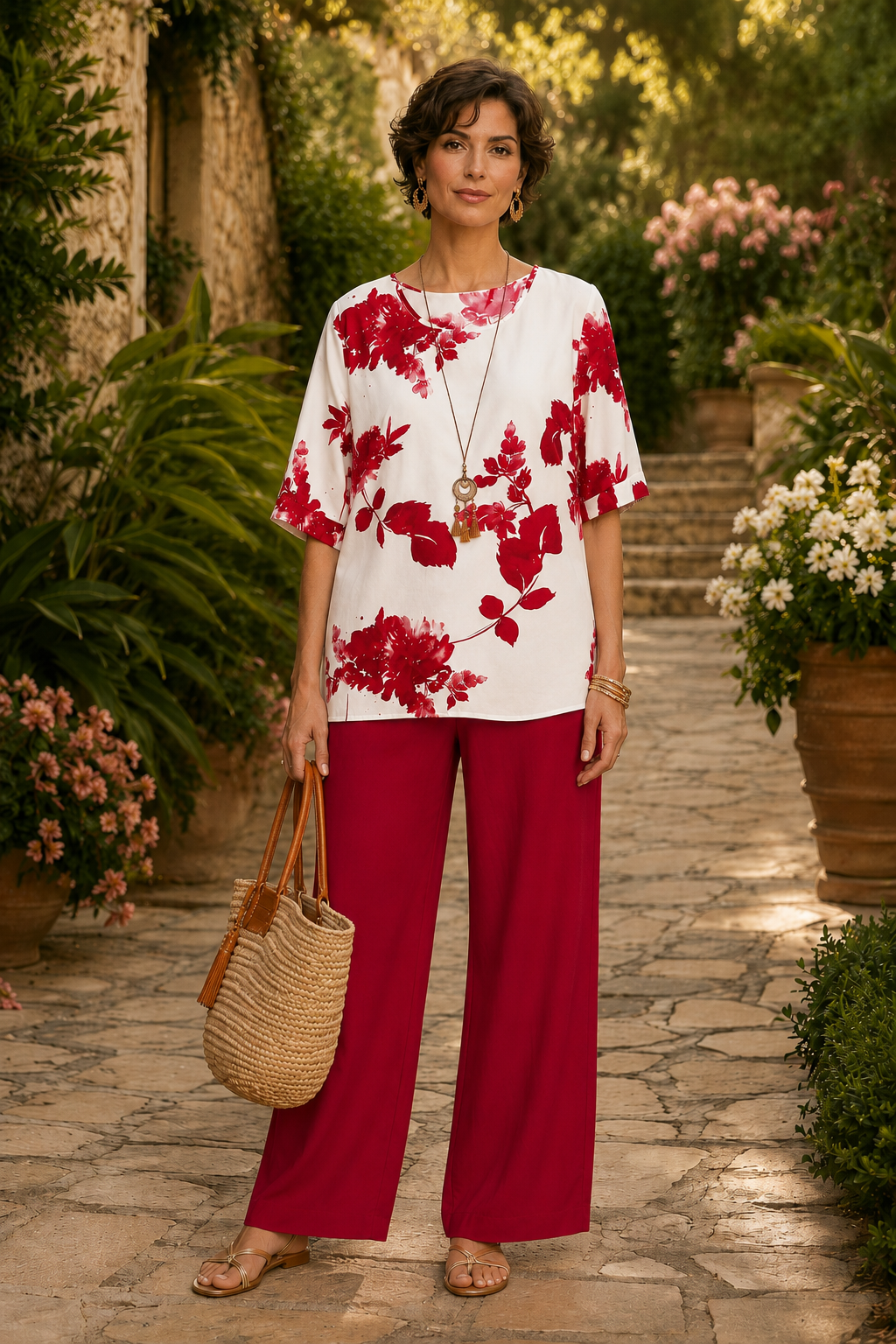 Conjunto elegante floral