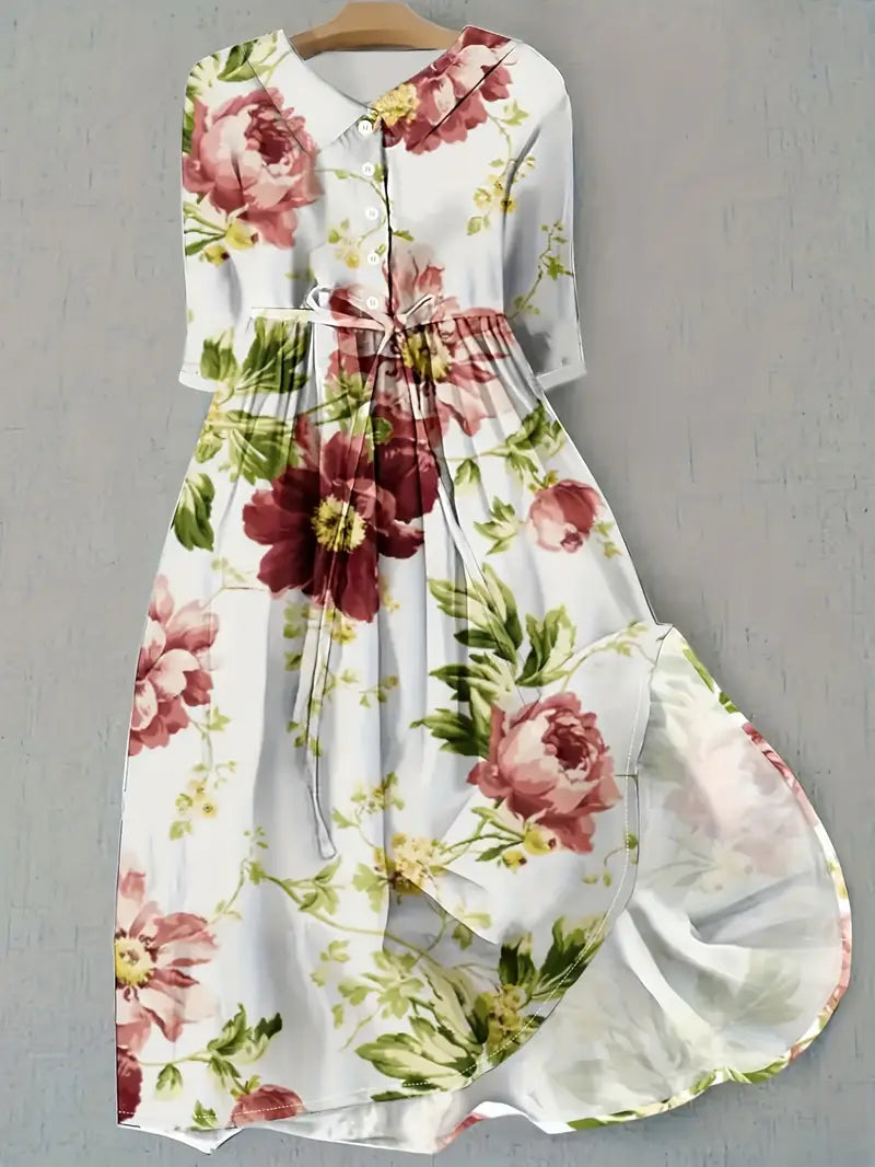 Margot | Elegante vestido floral con un toque llamativo