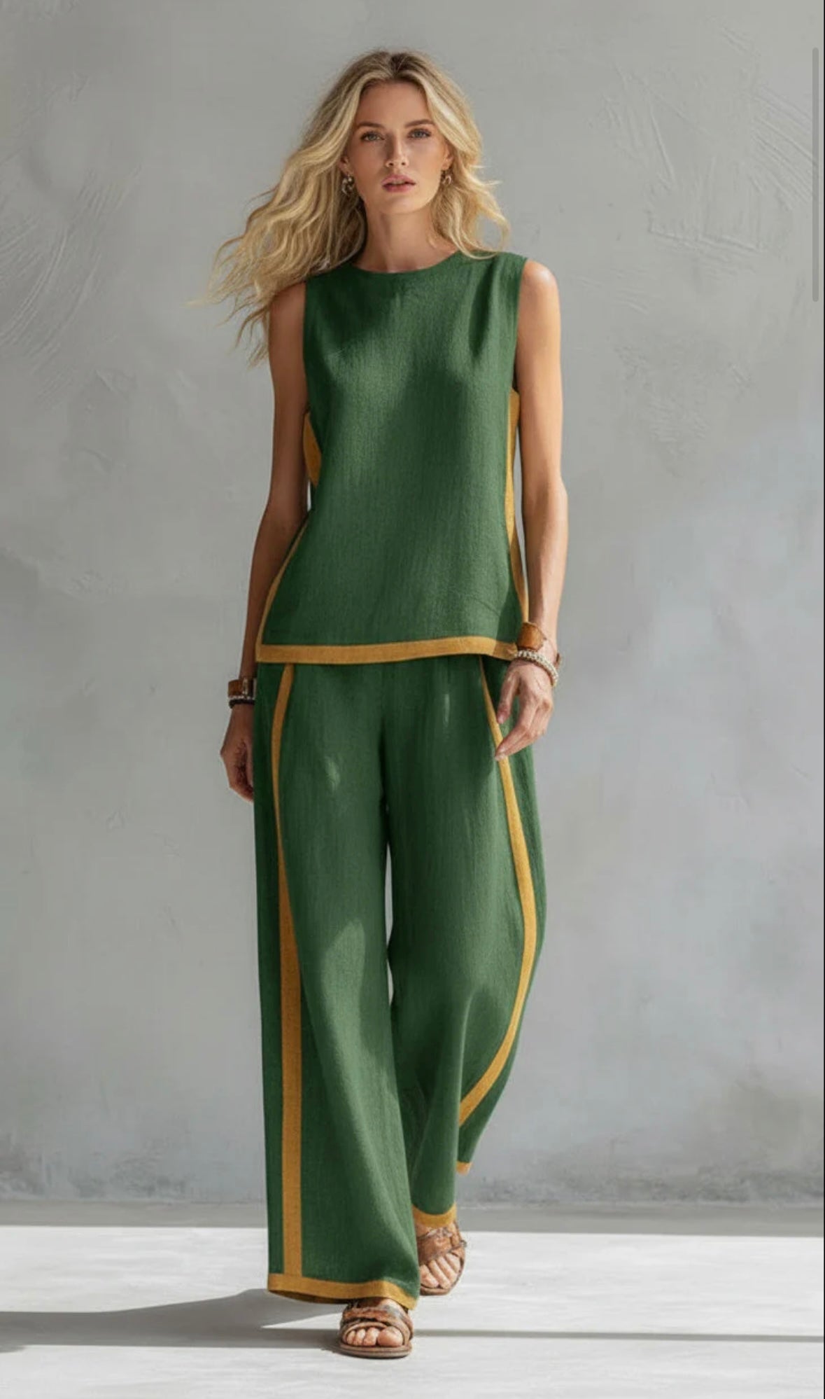 Leila – Conjunto de chaleco y pantalones gris bicolor