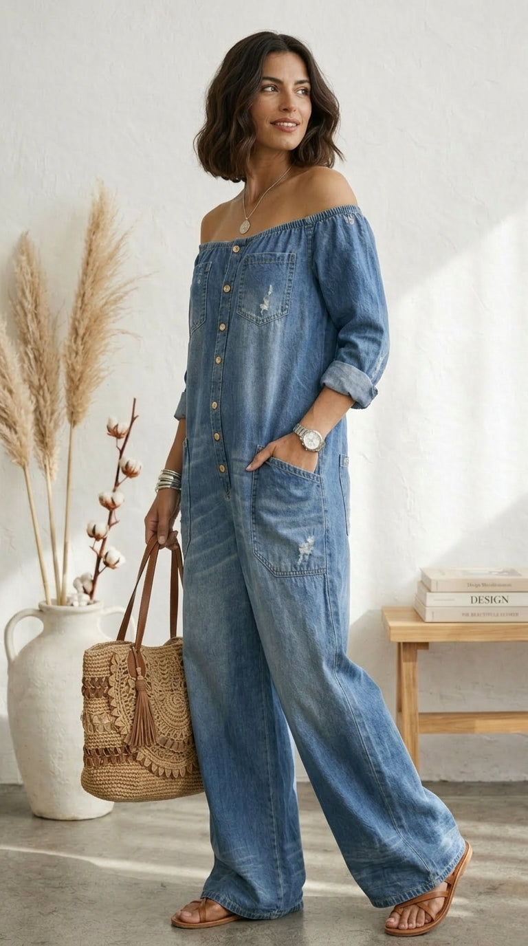Serrano Madrid - Vega mono de denim algodón con lavado vintage