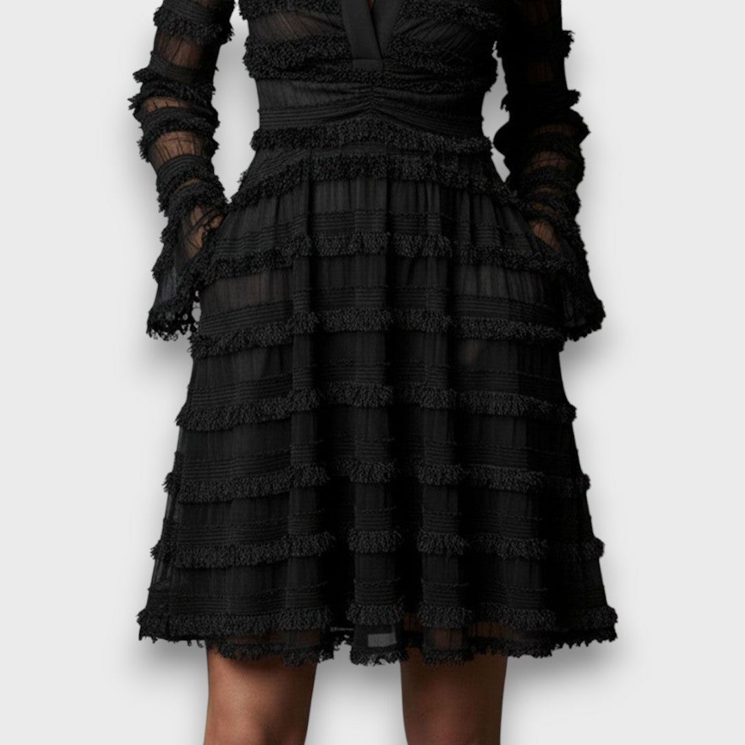 Vega | Vestido Negro Elegante Manga Larga