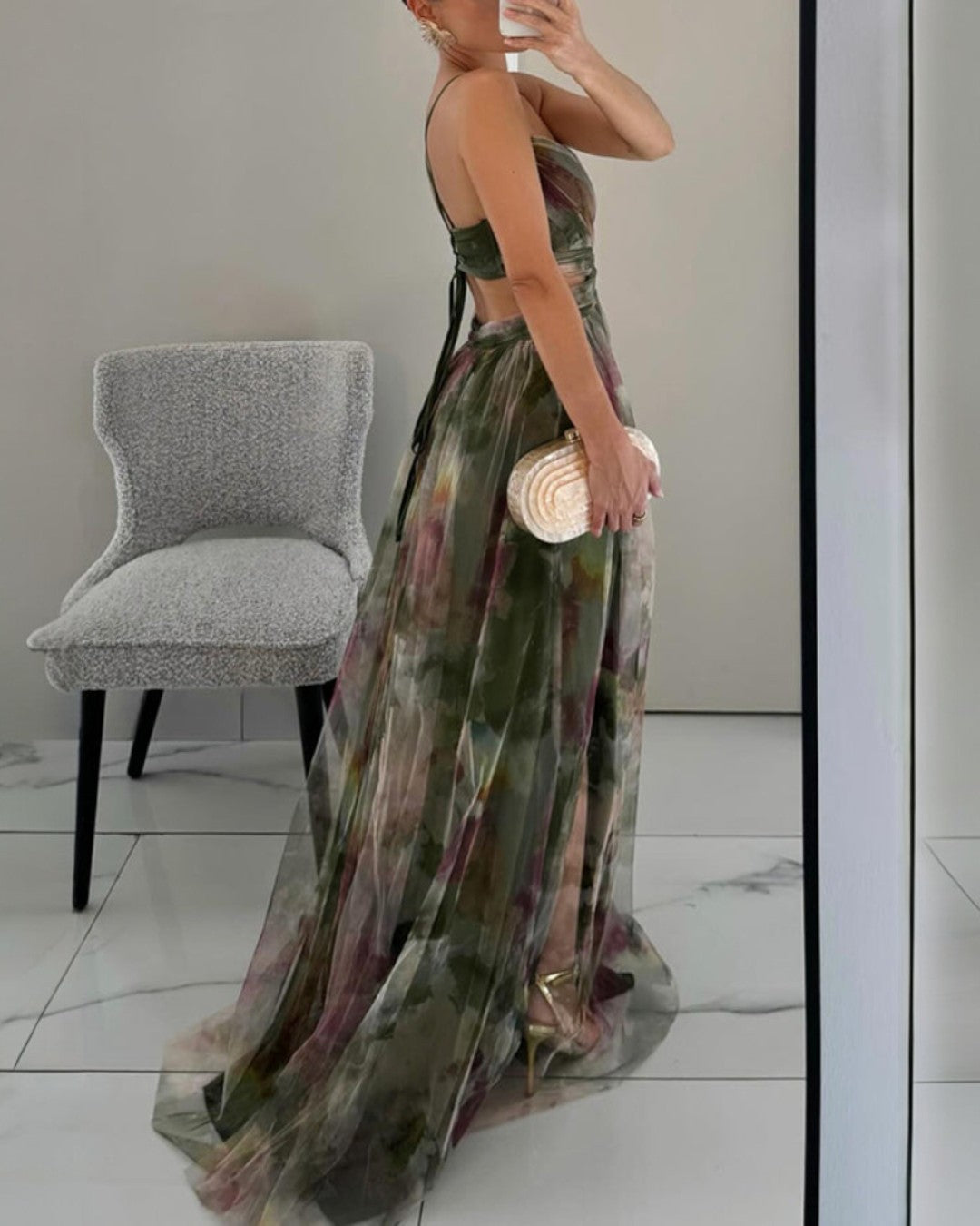 Giselle | Encantador vestido largo con estampado floral