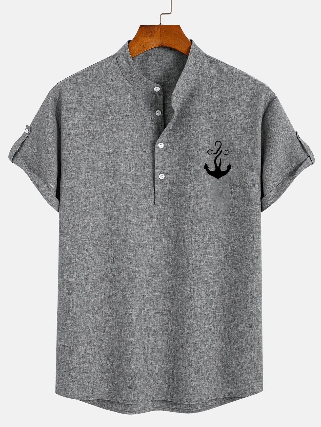 Francisco - Camisa Elegante de Manga Corta con Cuello Alto