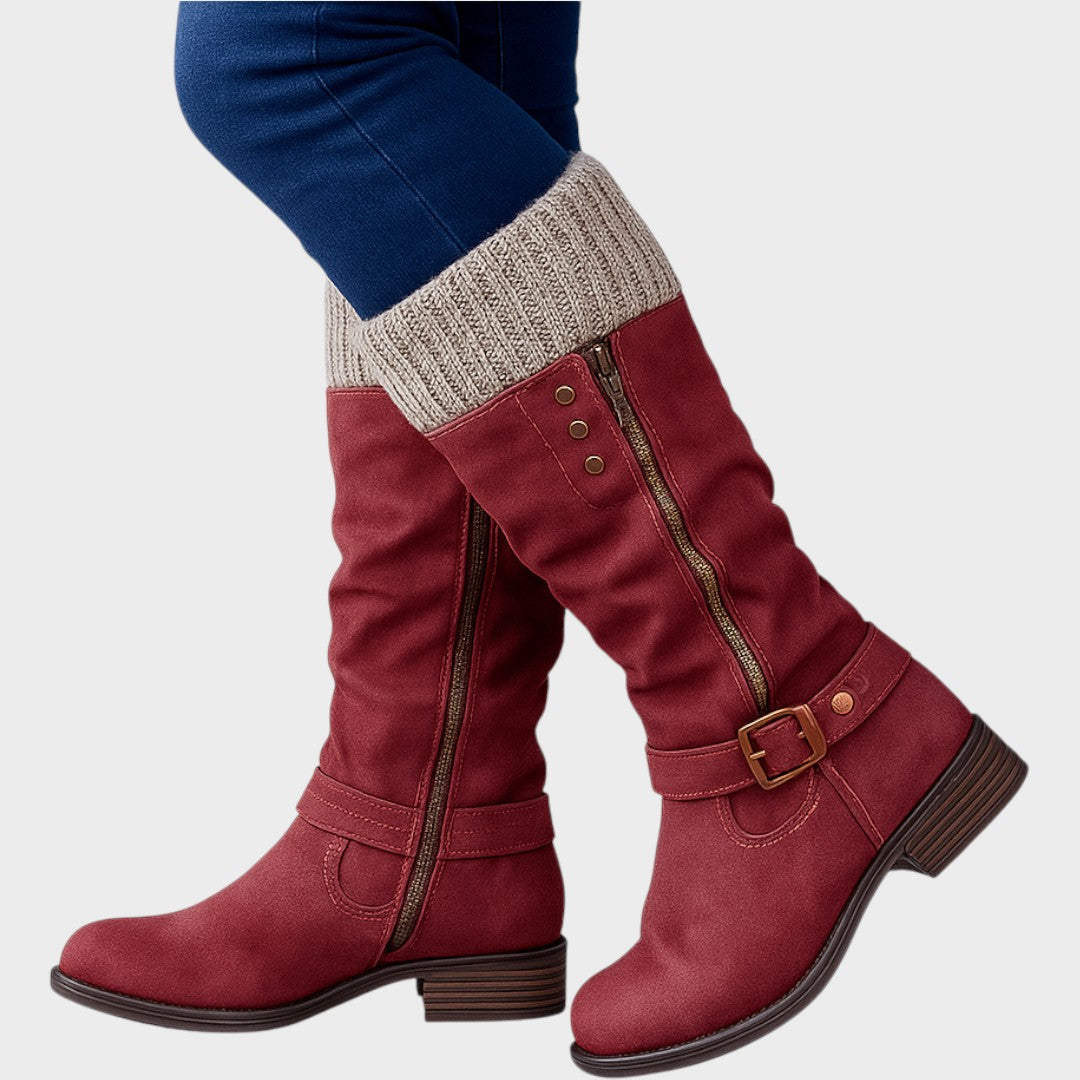 Gloria | Bota de Caña Alta con Detalle de Malla Trenzada