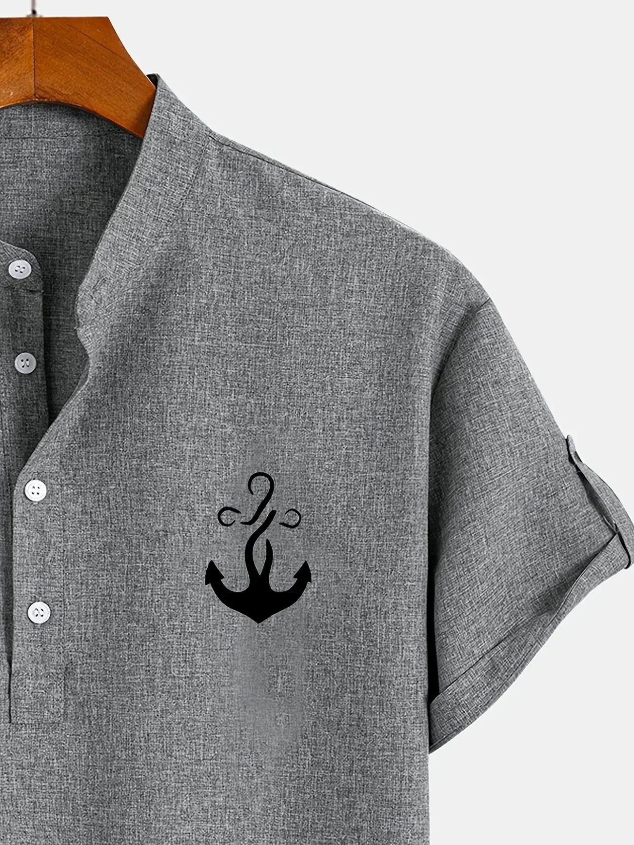 Francisco - Camisa Elegante de Manga Corta con Cuello Alto