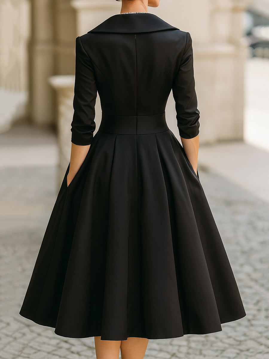 Alma | Elegante vestido midi de manga larga