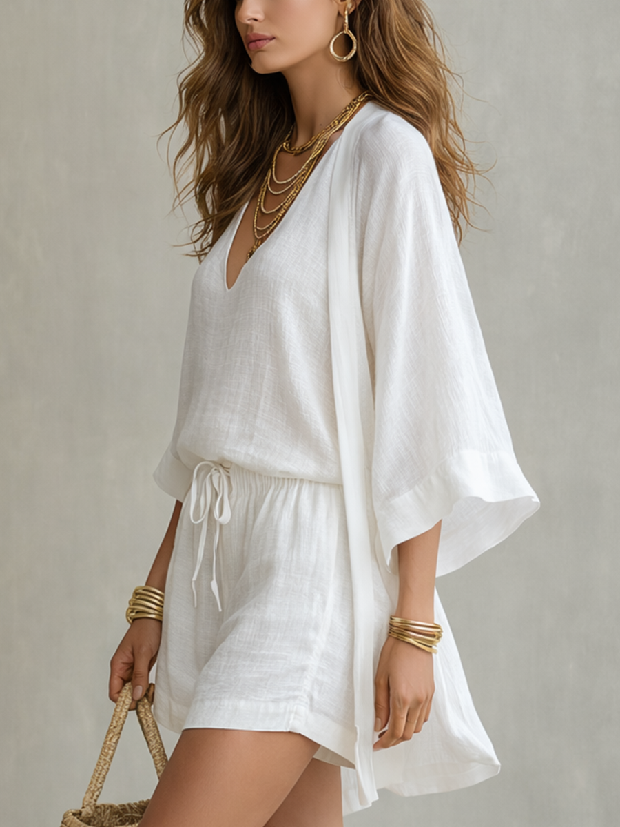 Toscana™ · Conjunto de tres piezas con kimono de lino