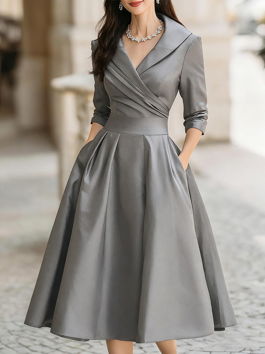 Alma | Elegante vestido midi de manga larga
