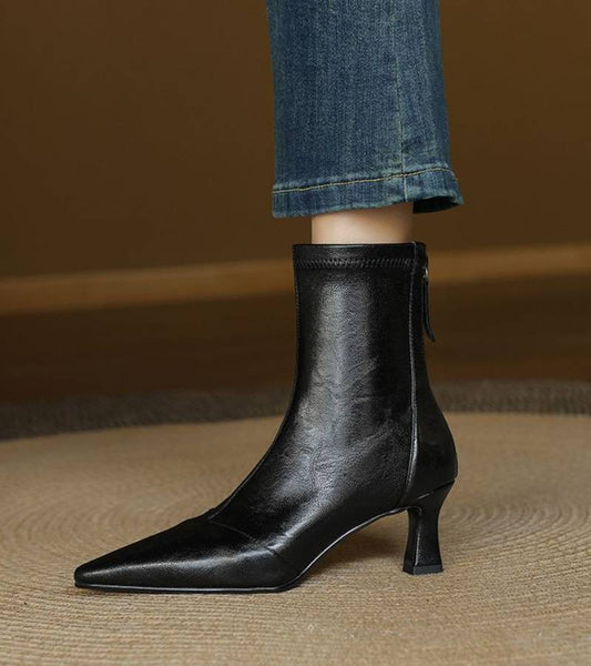 Fulvia - Botines minimalistas de piel con tacón medio
