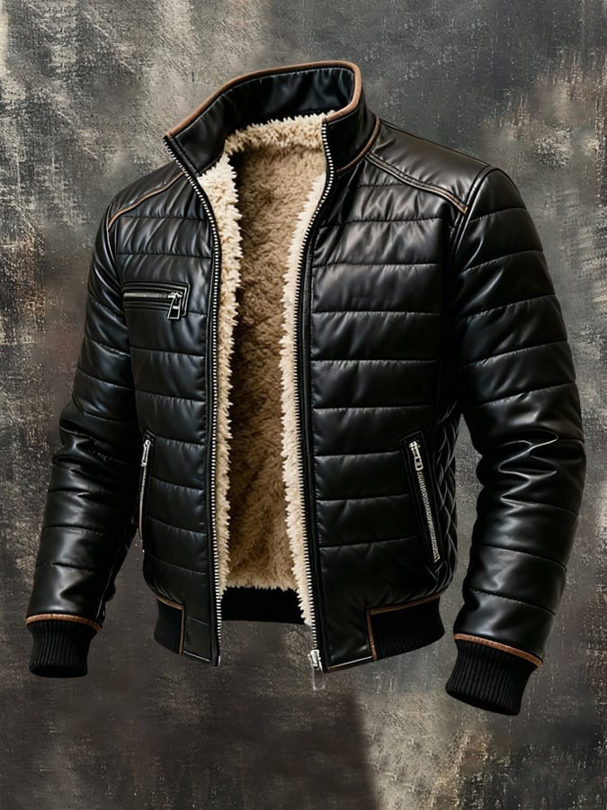 CHAQUETA ACOLCHADA NEGRA CON FORRO DE SHERPA