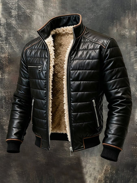 CHAQUETA ACOLCHADA NEGRA CON FORRO DE SHERPA