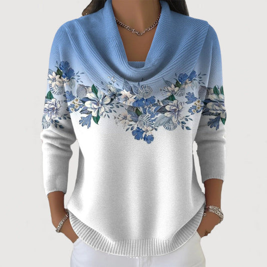 Julia™ – Suéter femenino con estampado floral y cuello caído