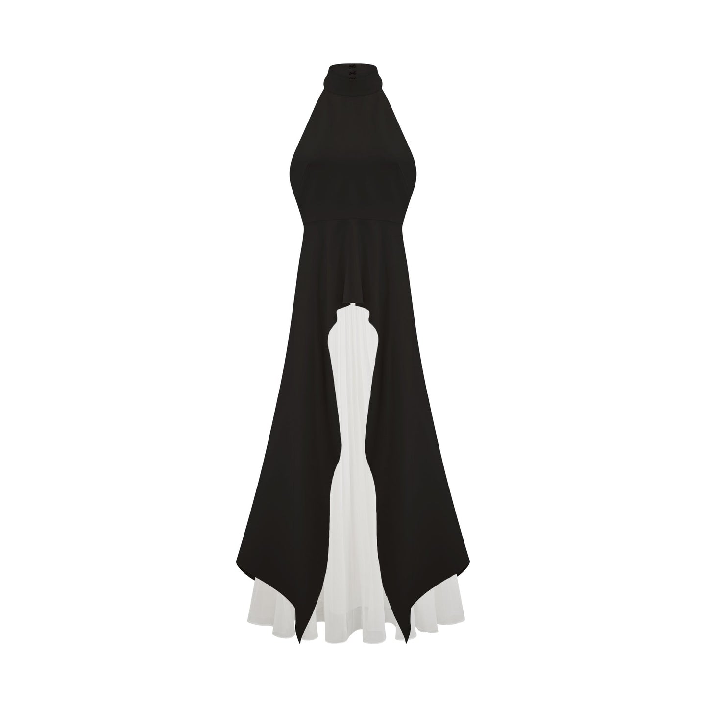 Inés Vestido largo de capas con cuello halter