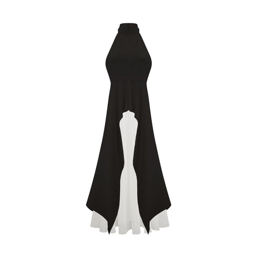 Inés Vestido largo de capas con cuello halter