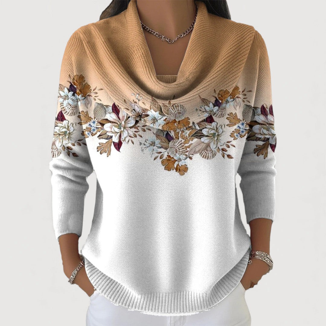 Julia™ – Suéter femenino con estampado floral y cuello caído