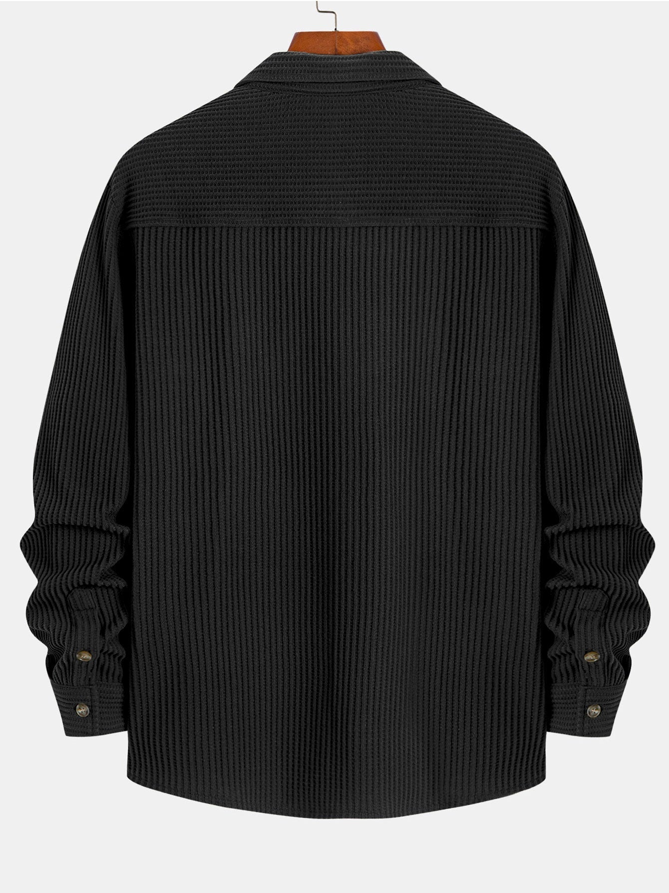 Camisa de botones con textura de gofre y mangas largas