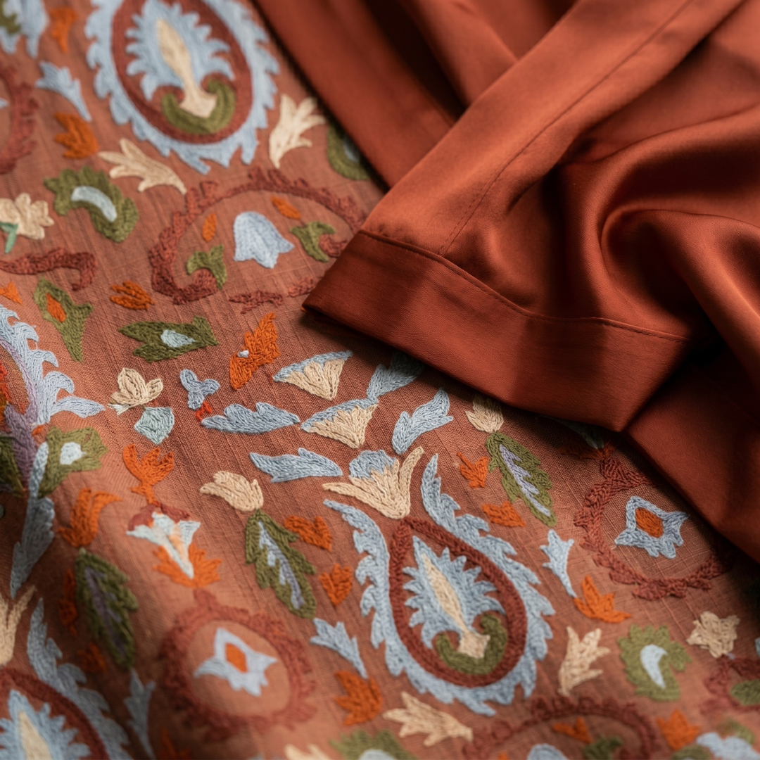 Aura Étnica | Vestido largo estampado con chaleco coordinado