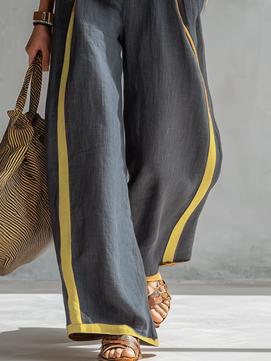 Leila – Conjunto de chaleco y pantalones gris bicolor