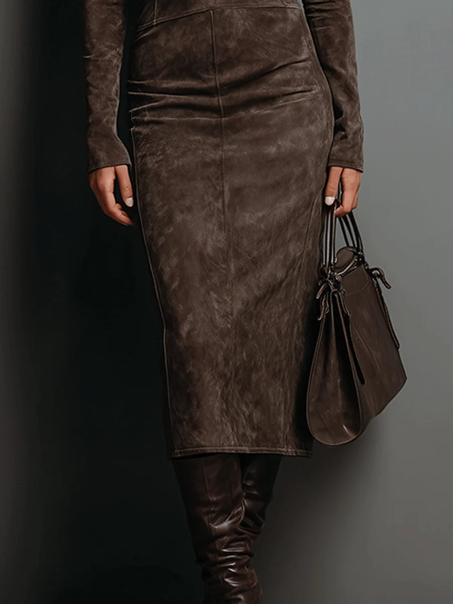 Lorena - Vestido midi largo marrón (Copia)