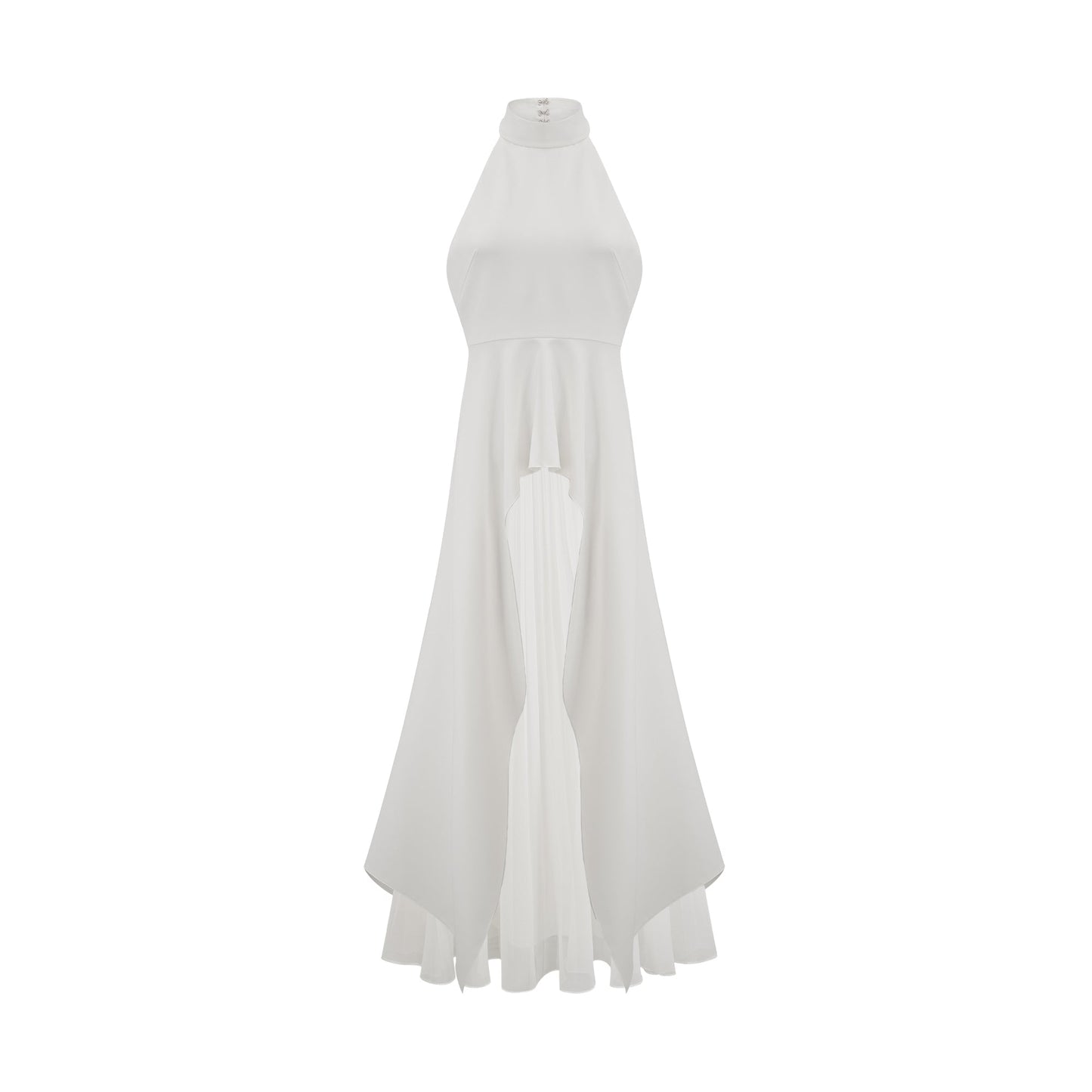 Inés Vestido largo de capas con cuello halter