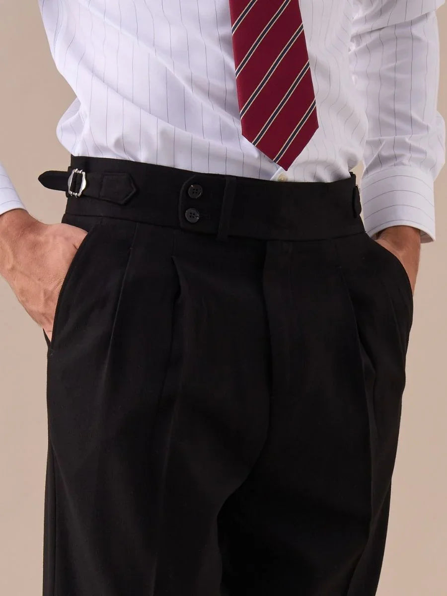 Pantalones de cintura alta con doble pliegue