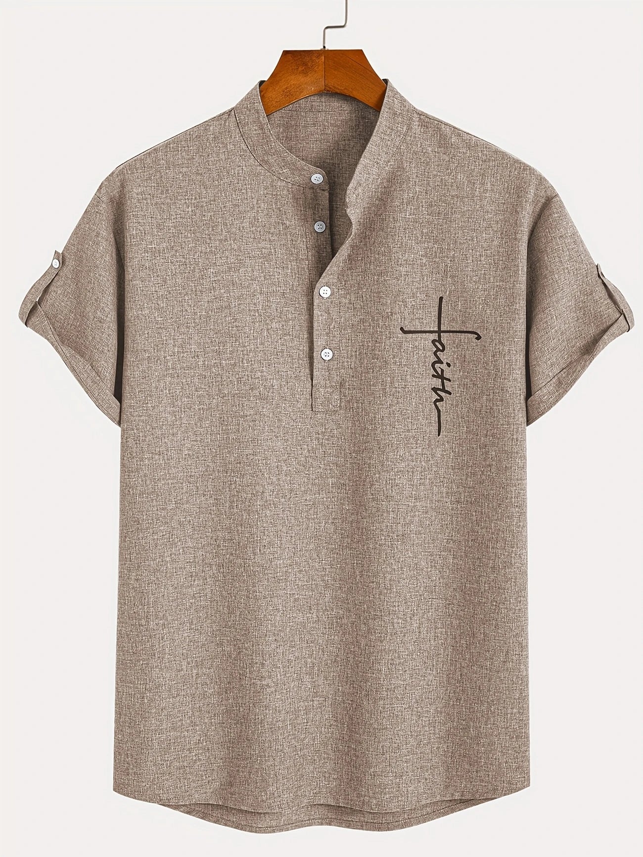 Francisco - Camisa Elegante de Manga Corta con Cuello Alto