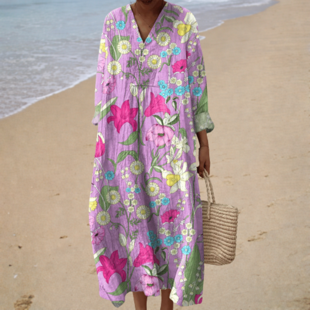 Fina | Elegante vestido largo con estampado floral