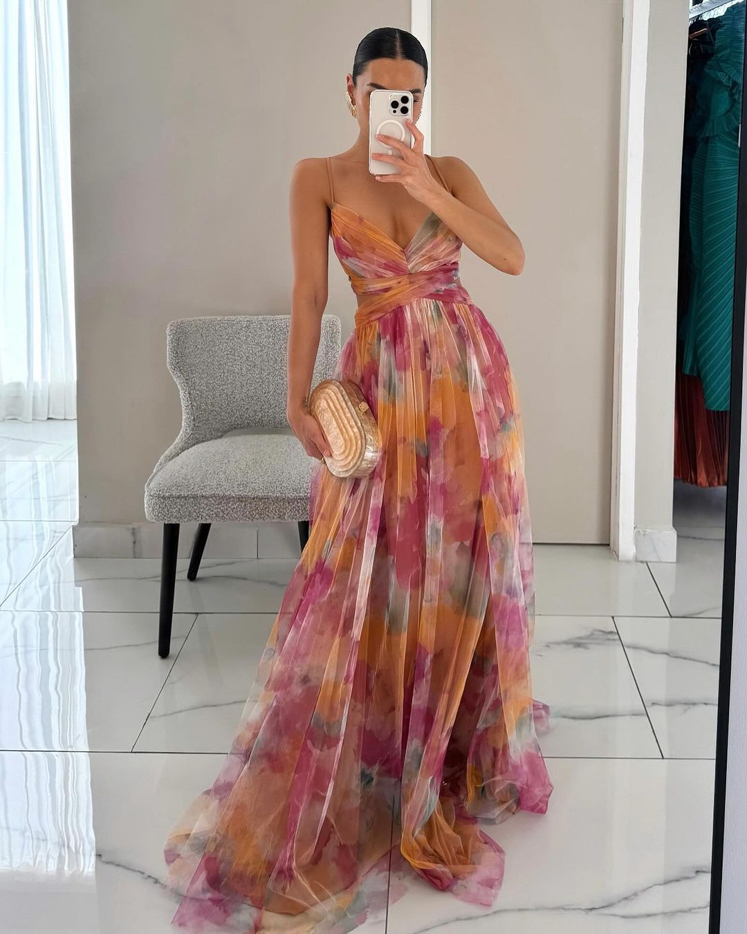 Giselle | Encantador vestido largo con estampado floral