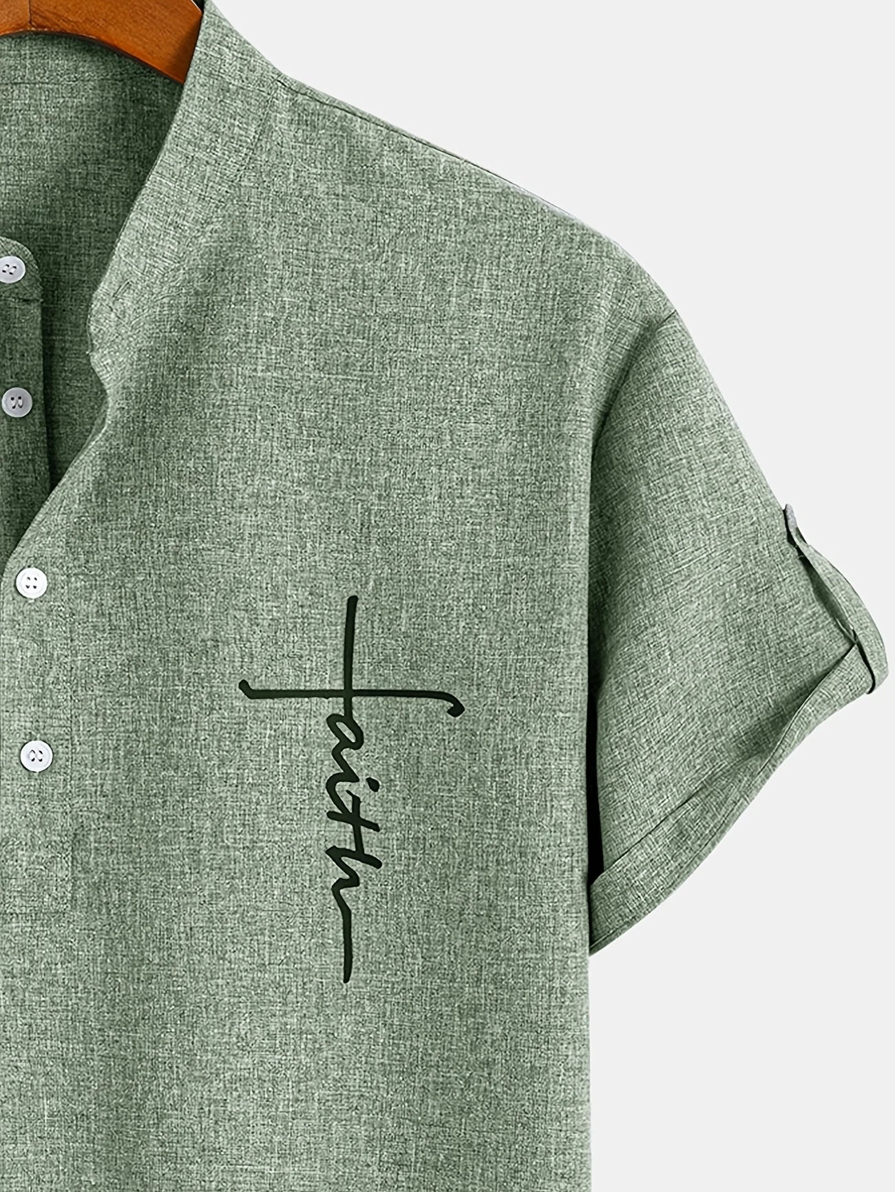 Francisco - Camisa Elegante de Manga Corta con Cuello Alto