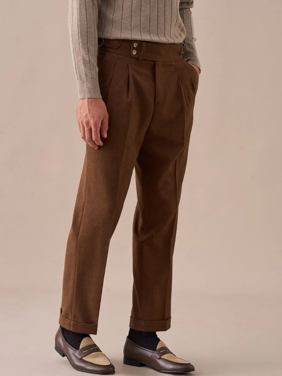 Pantalones de cintura alta con doble pliegue