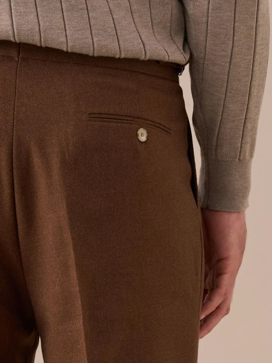 Pantalones de cintura alta con doble pliegue