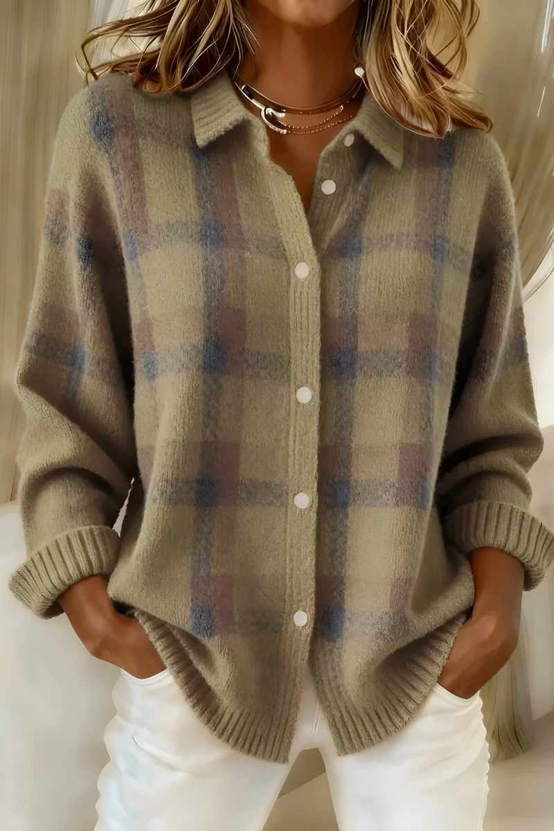 Isabella | Suave chaqueta de punto con patrón de cuadros
