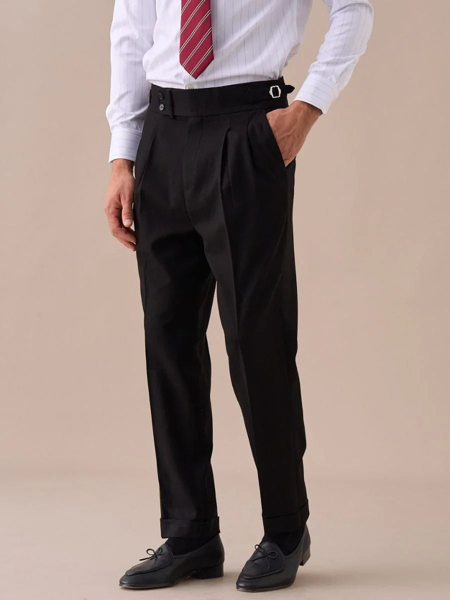 Pantalones de cintura alta con doble pliegue