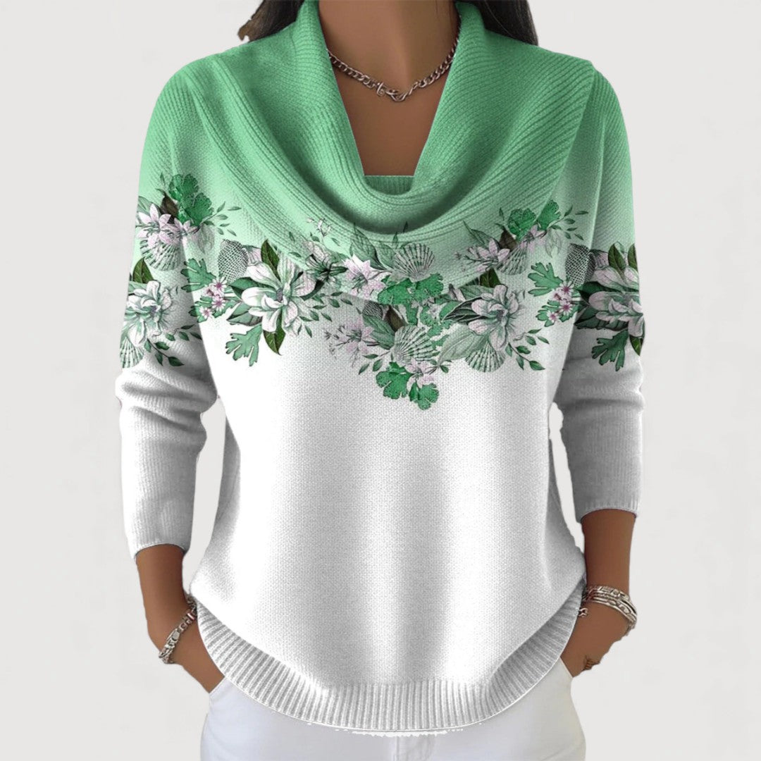Julia™ – Suéter femenino con estampado floral y cuello caído
