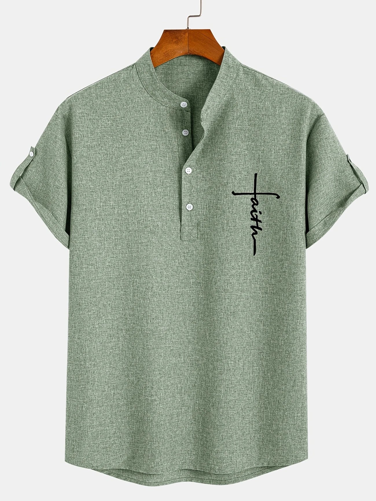 Francisco - Camisa Elegante de Manga Corta con Cuello Alto