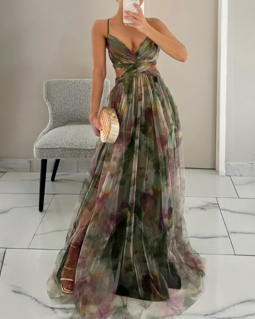 Giselle | Encantador vestido largo con estampado floral