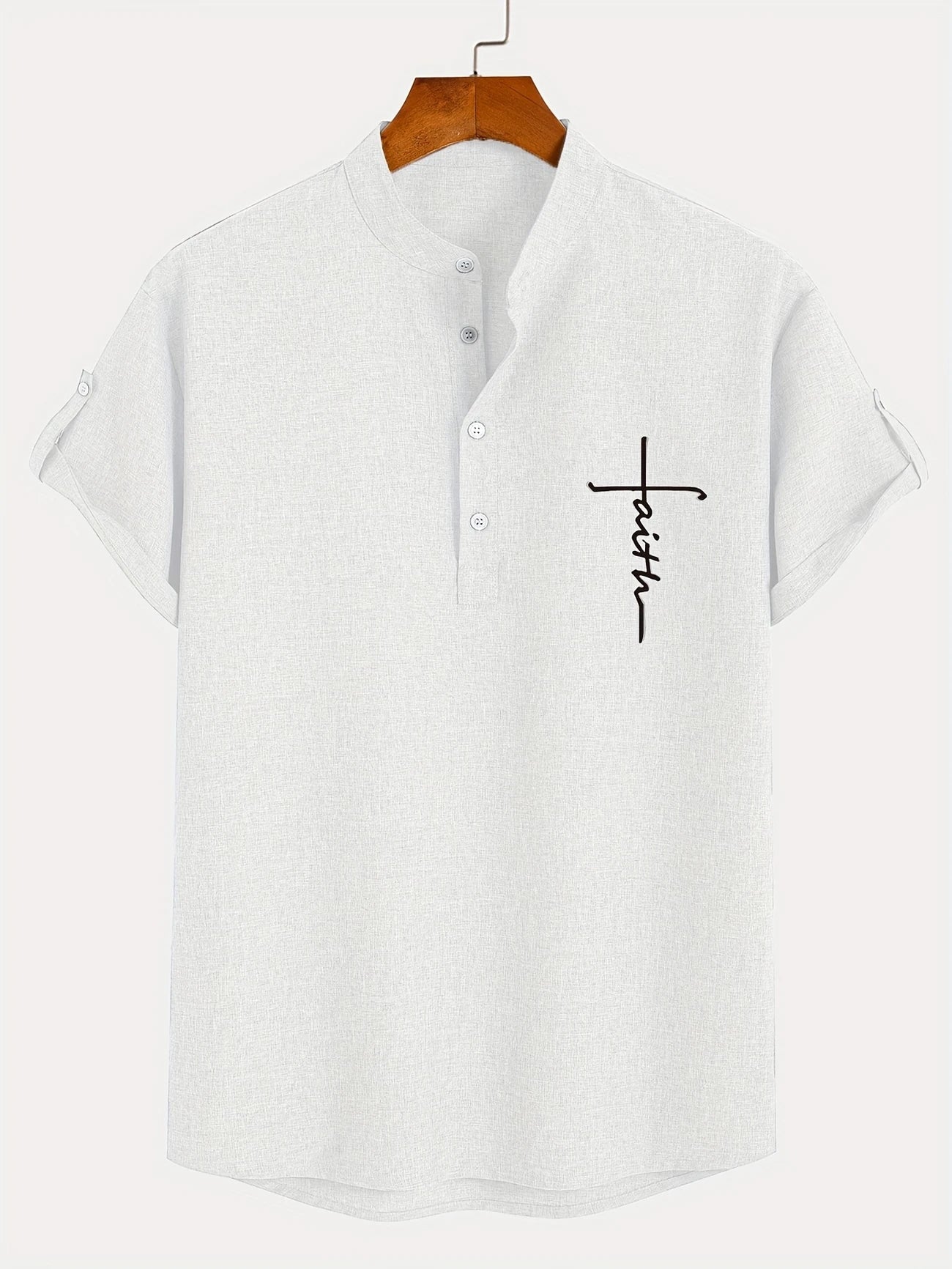 Francisco - Camisa Elegante de Manga Corta con Cuello Alto