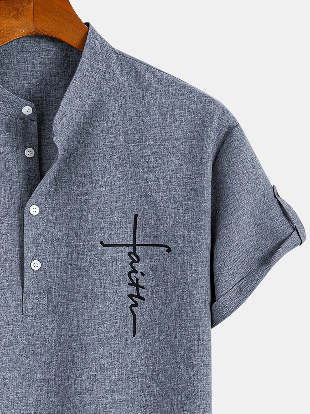 Francisco - Camisa Elegante de Manga Corta con Cuello Alto
