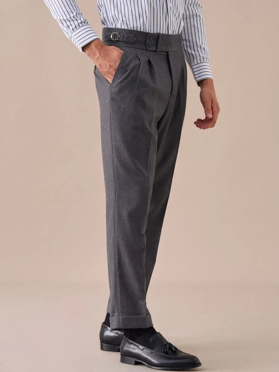 Pantalones de cintura alta con doble pliegue