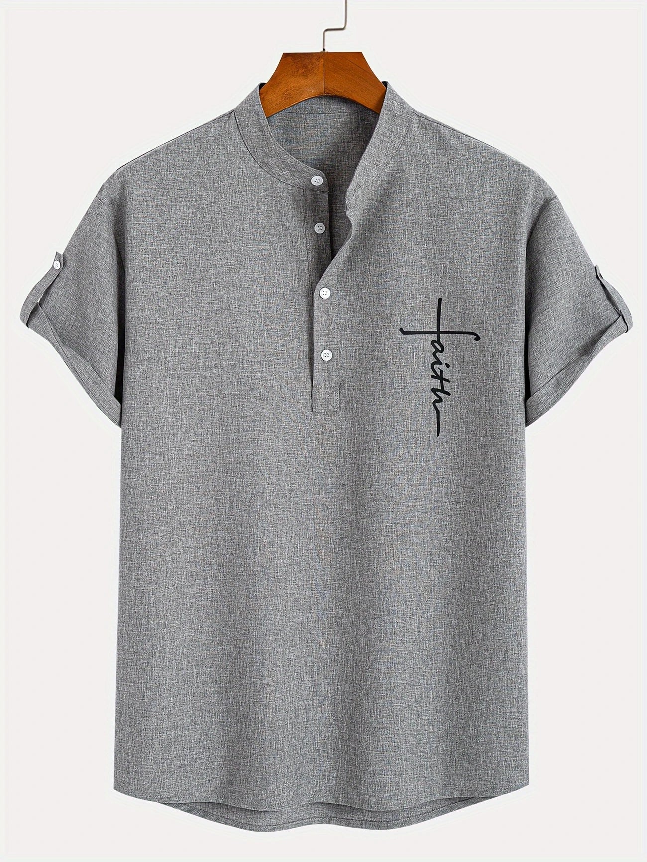 Francisco - Camisa Elegante de Manga Corta con Cuello Alto