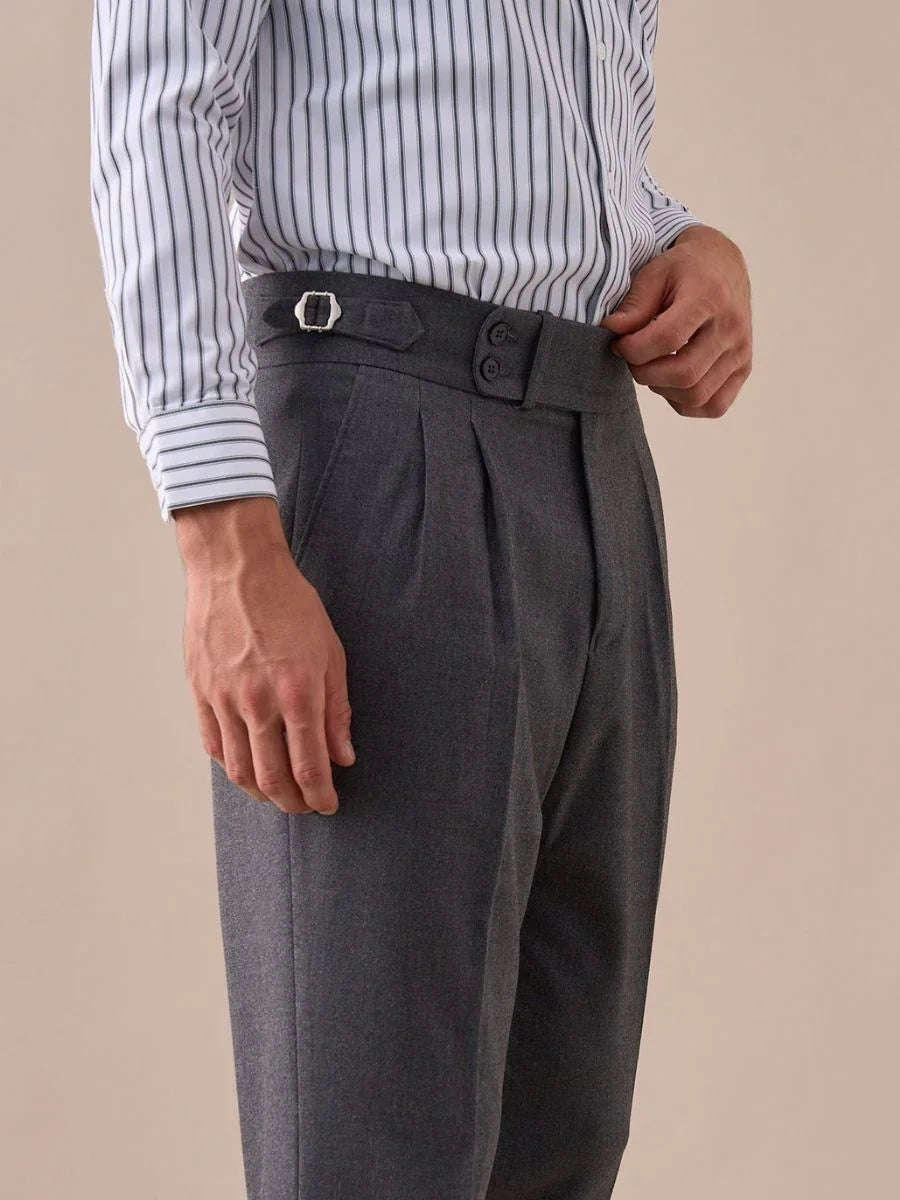 Pantalones de cintura alta con doble pliegue