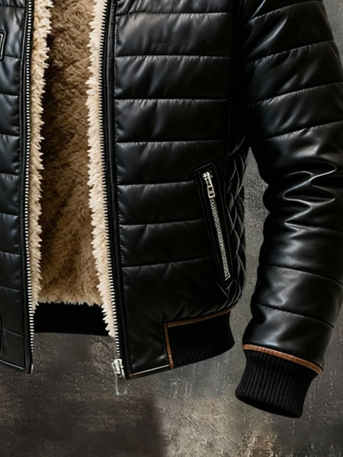 CHAQUETA ACOLCHADA NEGRA CON FORRO DE SHERPA