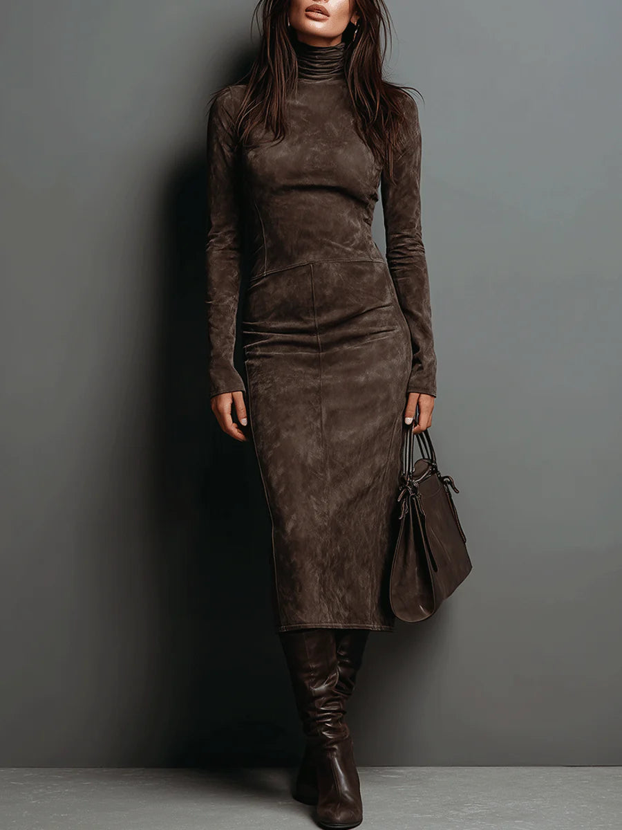 Lorena - Vestido midi largo marrón (Copia)