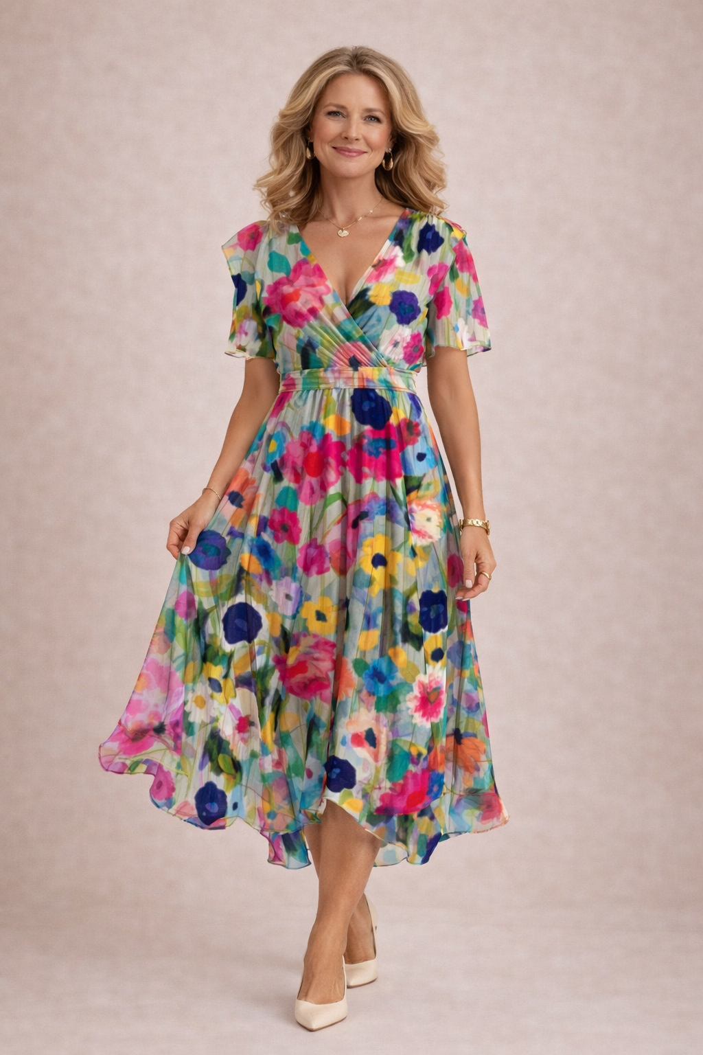 Marina | Vestido midi de gasa con estampado floral