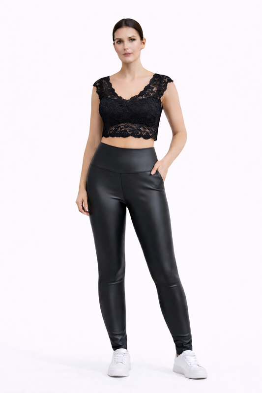 Emma | Leggings de cuero sintético negros