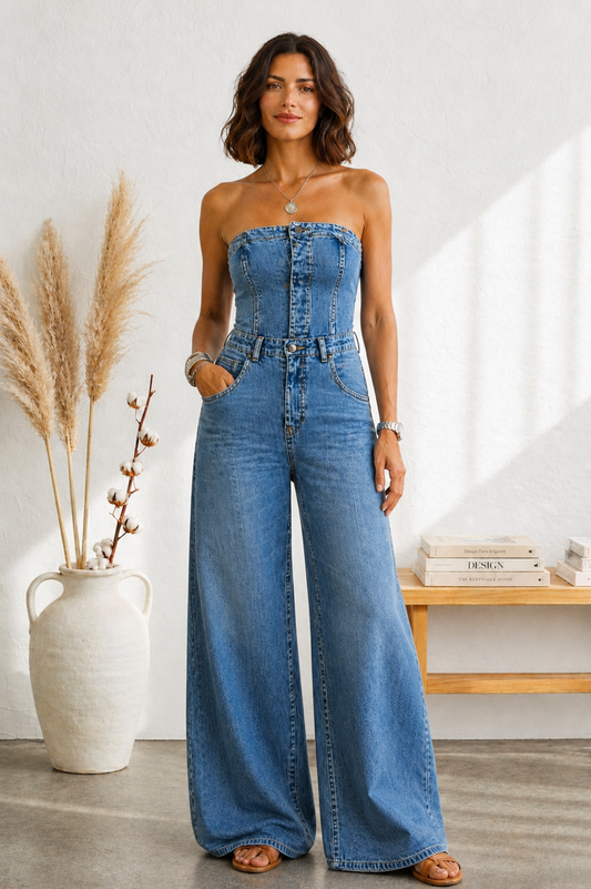 Serrano Madrid™ | Mono Azul Sculpt Strapless