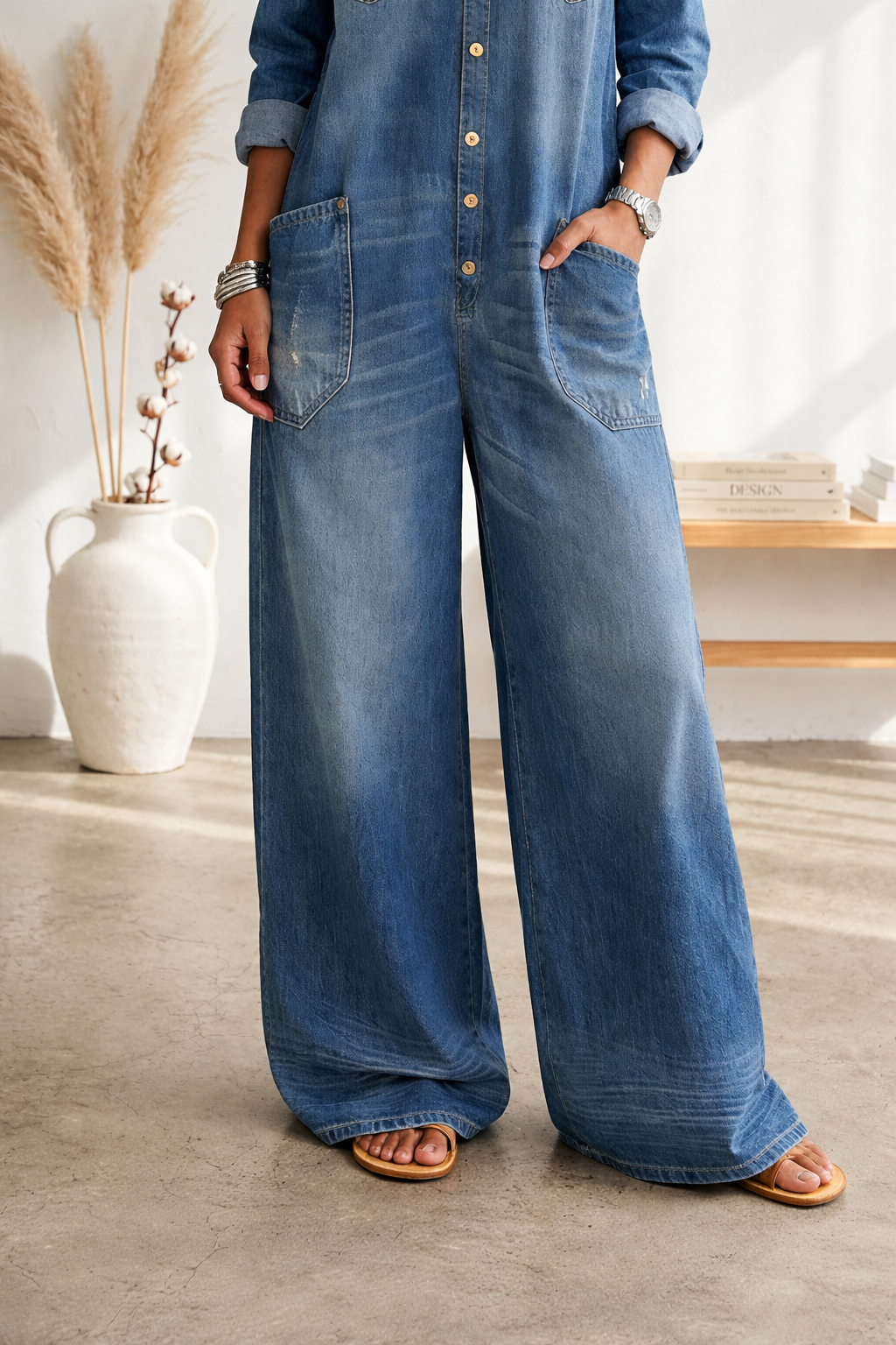 Serrano Madrid | Vega mono de denim algodón con lavado vintage
