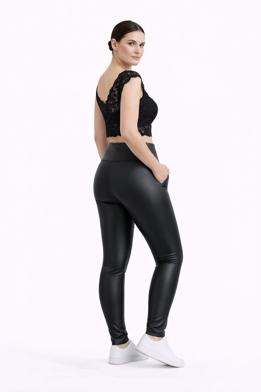 Emma | Leggings de cuero sintético negros